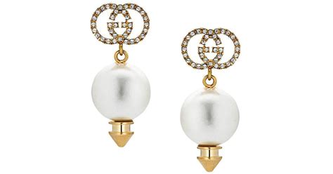 gucci gg earrings pearl|gucci interlocking g earrings.